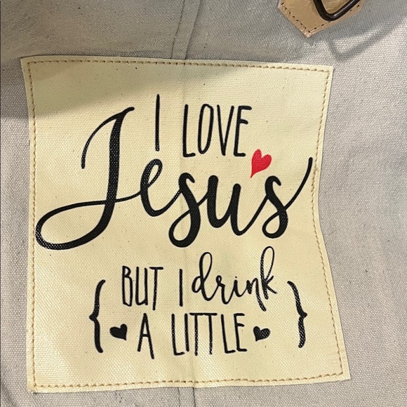 👜 **Vintage Addiction Canvas Tote – “I Love Jesus But I Drink a Little”** NWT - Picture 7 of 13